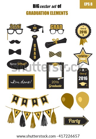 Graduation 2016 Elements Big Set Collection Stock Vector 417226657 ...