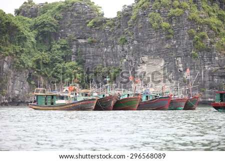 Hai Phong, Viet Nam, July 12, 2015, Fishermen village in CatBa Island. Fisheries here well developed fishing. Tourists can visit the island to visit the fishing villages with very cheap costs