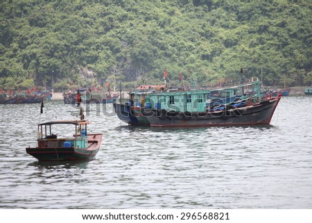 Hai Phong, Viet Nam, July 12, 2015, Fishermen village in CatBa Island. Fisheries here well developed fishing. Tourists can visit the island to visit the fishing villages with very cheap costs