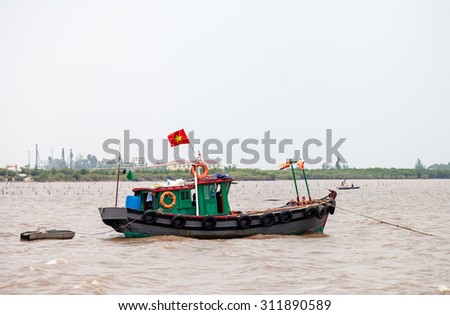 Hai Phong, Viet Nam, July 12, 2015, Fishermen village in CatBa Island. Fisheries here well developed fishing. Tourists can visit the island to visit the fishing villages with very cheap costs