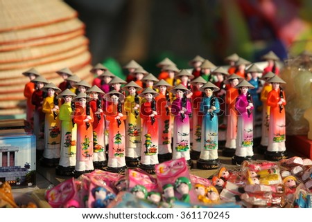 Vietnam's traditional souvenirs are sold in shop at Hanoi's Old Quarter ( Pho Co Hanoi), Vietnam