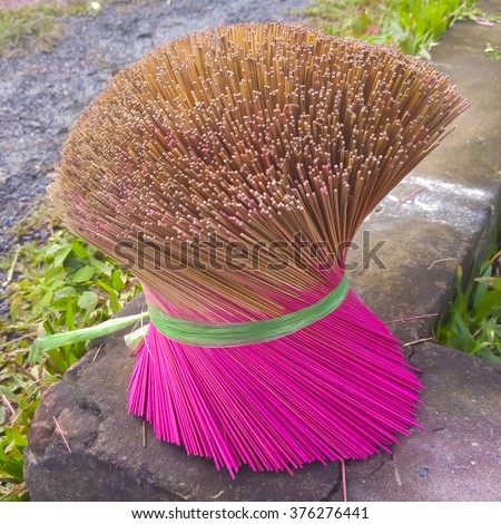 Incense sticks are drying outdoor under sunlight at Cao Thon, the Vietnamese traditional crafts village in Hung Yen province