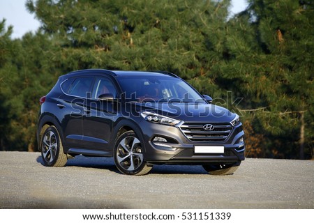 ISTANBUL - DECEMBER: Hyundai Compact SUV model new Tucson in December, 2016 Istanbul. Hyundai, the automotive industry's fifth largest automobile manufacturer in the world.
