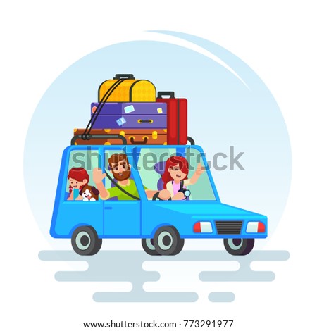 Happy Couple Car Trip Father Mother Stock Vector 773291977 - Shutterstock