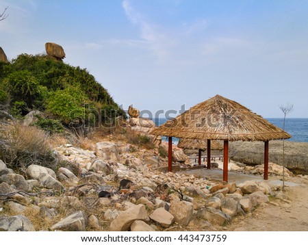 Parasols at a Hang Rai beach of Ninh Thuan province, VietNam