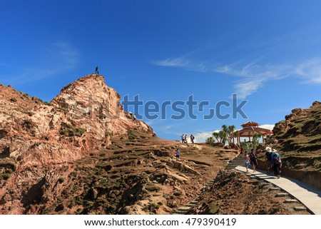 Quy Nhon City, Binh Dinh Province, Vietnam - August 28, 2016: Eo Gio beach in the city of Qui Nhon is the tourist attractions preferred of many tourists