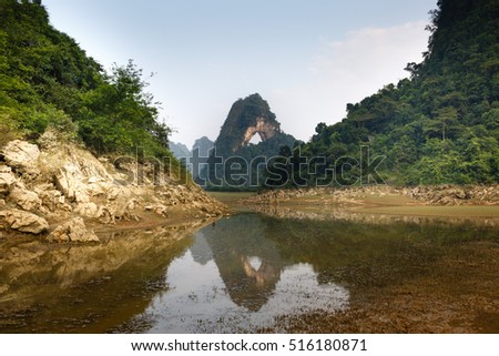 The stunning and unique view in a limestone valley in the province of Cao Bang, Vietnam