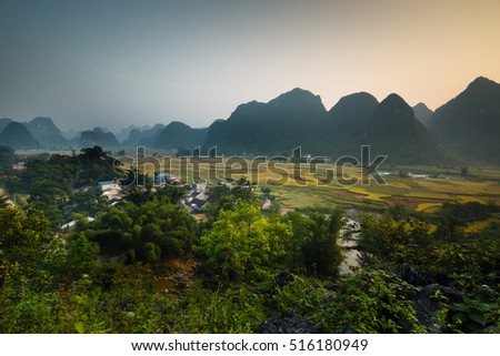 Rice field in Cao Bang province. Caobang is North East province of Vietnam near China