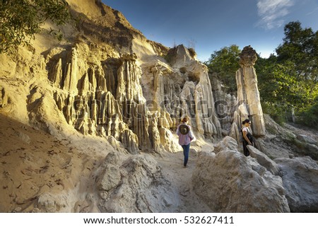 Mui Ne, Phan Thiet city, Vietnam - November 27, 2016 : tourists so excited to be walking on feet in the Red Stream ( it also named Fairy Stream) located near the beach of Mui Ne, Binh Thuan Province
