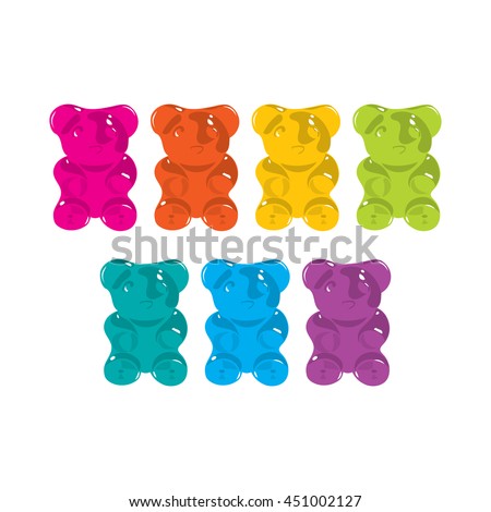 Download Gummy Bear Seven Colors Stock Vector 451002127 - Shutterstock