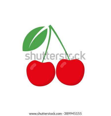 Red cherry vector icon. Red cherry isolated on white background