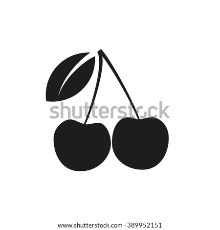 Cherry vector icon. Black and white cherry isolated on white background