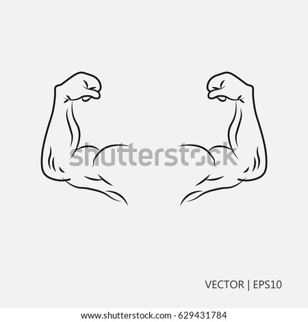 Vector Illustration Biceps Hand Muscles Hands Stock Vector 629431784