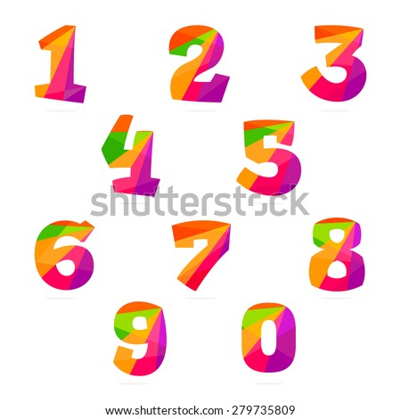 Polygon Number Alphabet Colorful Font Style Stock Vector 179658878 ...