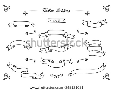 Hand Drawn Sketch Ribbons Isolated On Stock Vector 265121051 - Shutterstock