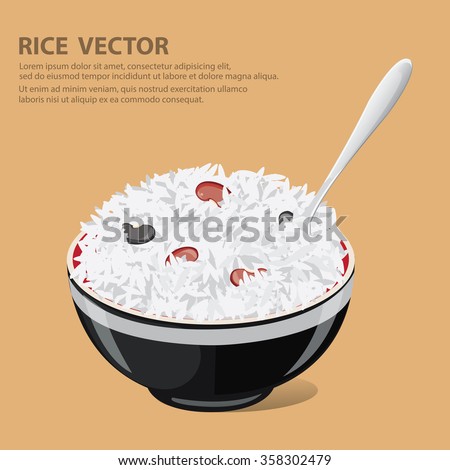 rice with spoon.