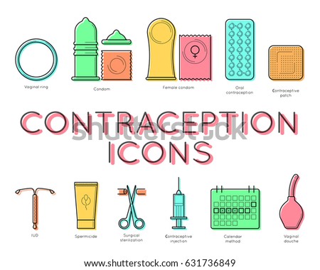 Pregnancy Icons Set Family Parenthood Contraception Stock Vector ...