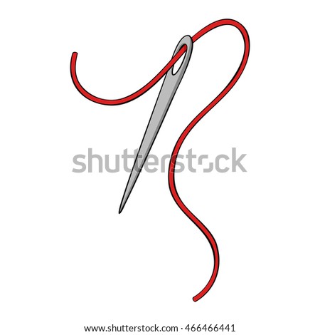 Needle Red Thread Stock Vector 466466441 - Shutterstock