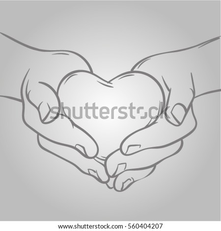 Line Hands Heart Sketch Hands Heart Stock Vector 560404207 - Shutterstock