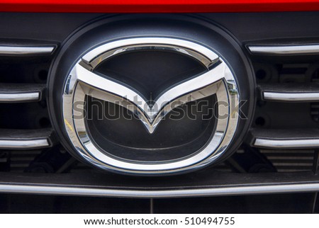 PRAGUE, THE CZECH REPUBLIC, 02.11.2016 - Logo of car Mazda