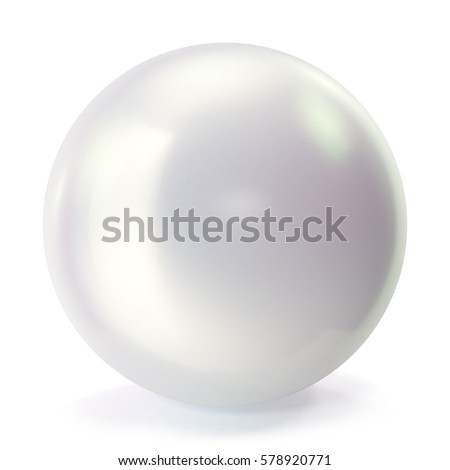 Pearl isolated on white backgorund. Oyster pearl ball for luxury accessories. Sphere shiny sea pearl, 3d rendering