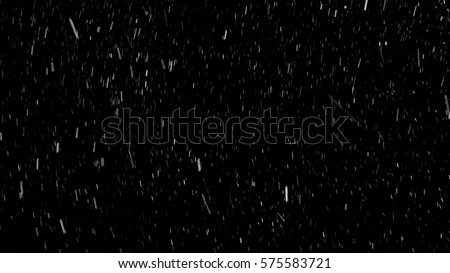 Falling down real snowflakes from left to right, calm snow, shot on black background, matte, wide angle, isolated, perfect for digital composition, post-production