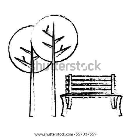 Park Graphic Art Black White Bench Stock Vector 454185352 - Shutterstock