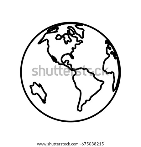 World Outline Illustration Outline Drawing Planet Stock Illustration