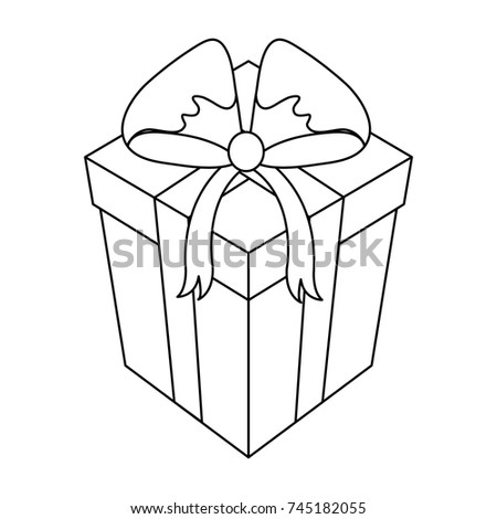 Gift Box Black White Outline Vector Stock Vector 355227410 - Shutterstock