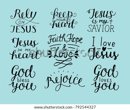 Set  Hand Lettering Christian Quotes Stock Vector  Shutterstock