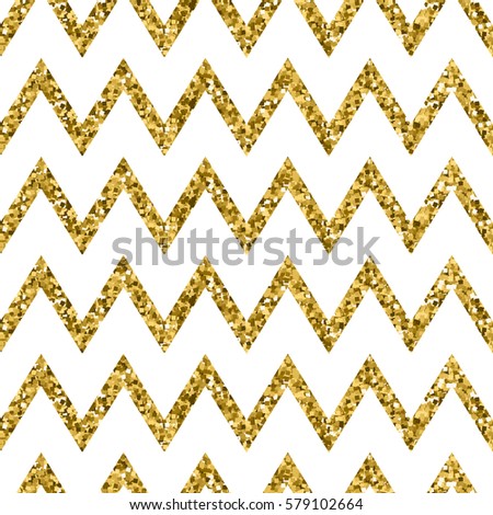 zigzag seamless pattern gold glitter white stock vector 579102664