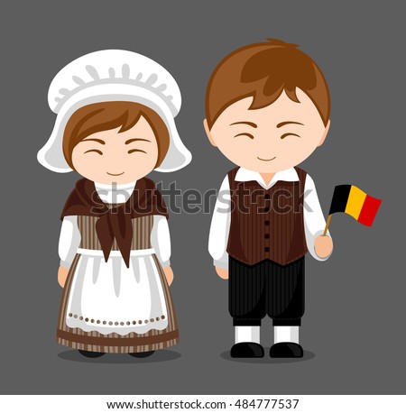 Belgians National Dress Flag Man Woman Stock Vector 484777537 ...