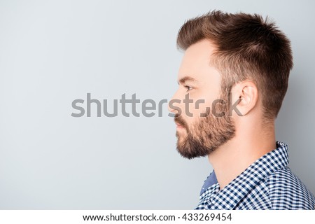 Side View Young Bearded Man Isolated Stock Photo 433269454 
