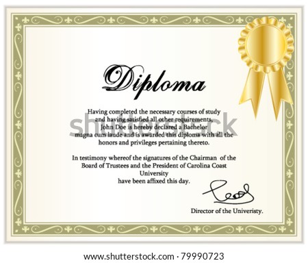 Vintage Frame Certificate Diploma Template Golden Stock Vector 79990723 Shutterstock Pdh Certificate Template