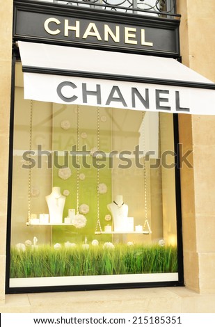 PARIS, FRANCE - MARCH 30, 2011: Detail of Chanel shop on Champs-Elysees in Paris