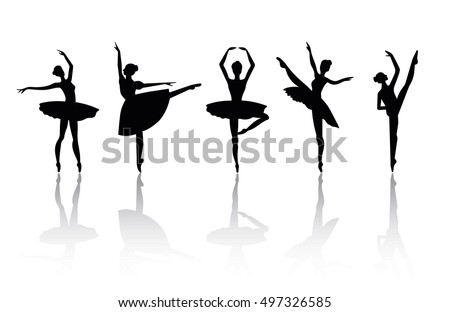 Ballerina silhouette isolated on white background. Vector female ballet dancer.