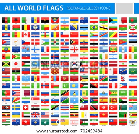 All World Flags Vector Rectangle Glossy Stock Vector 702459484 ...