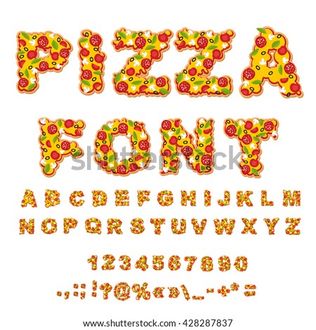 letter cheese italian 9 Dough Letters Meal Stock Pizza Font Vector Alphabet