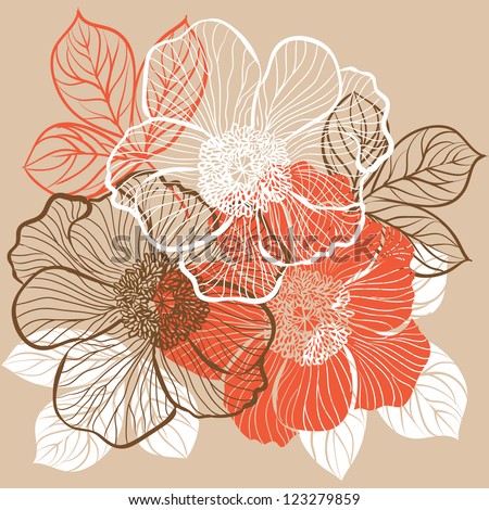 Decorative floral background with flowers of peony