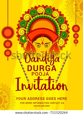 Creative Poster Flyer Dandiya Durga Pooja Stock Vector 