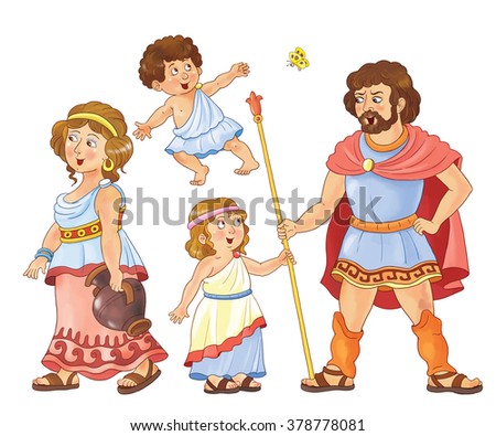 Family Ancient Greece Mother Father Daughter Stock Illustration ...