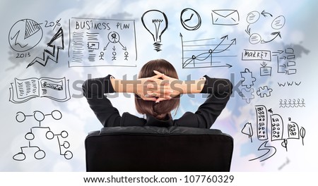 Young business woman thinking of her plans