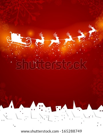 Vector Illustration of Santa Claus Driving in a Sledge