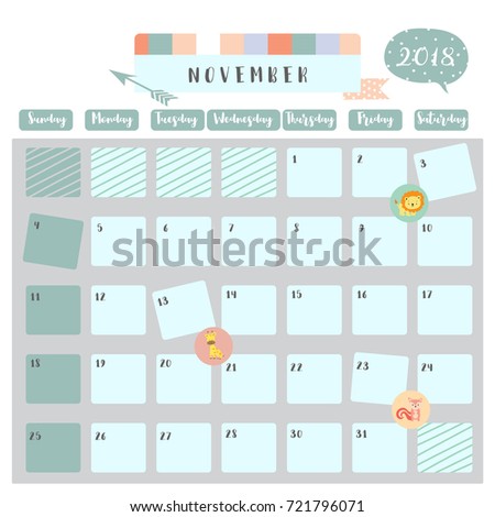 november 2018 calendars cute