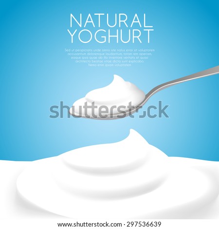 A Spoon of Natural Yogurt : Vector Illustration