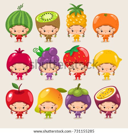 Cute Fruit Girl Fairy Cartoon Character Stock Vector 113743930 ...