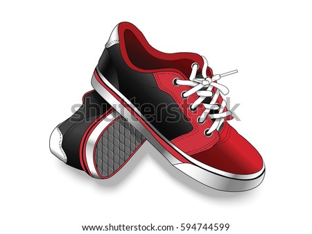 Tied Sneakers Cartoon Sport Shoes Over Stock Vector 3995761 - Shutterstock