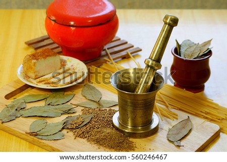 Grind Metal For Crushing Spices Cooking On The Table A Variety Of Ingredients Grind Metal For Crushing Spices Cooking On The Table A Variety Of Ingredients