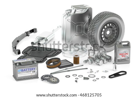 Car Parts Isolated On White Background Stock Illustration 109928348