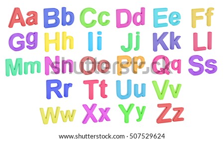 Colored Alphabet Large Small Letters 3 D Stock Illustration 507529624 ...